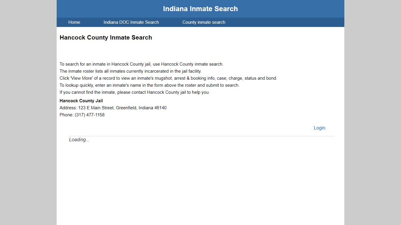 Hancock County Jail Inmate Search - Indiana Inmate Search